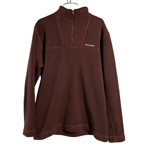Columbia Men's XL 1/4 Zip Knit Pullover Fleece Lined Mock Neck Burgundy Sweater - Picture 1 of 9